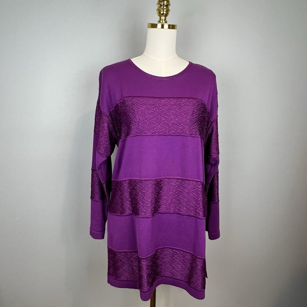 Gispa Purple Sweater Tunic Womens Size‎ Large Made in Italy Cotton Rayon
